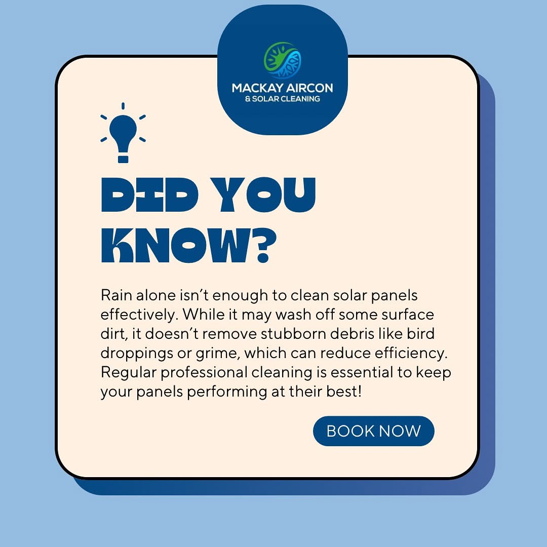 Poster explaining that rain alone is not enough to clean solar panels